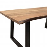 Τραπέζι Miles pakoworld μασίφ ξύλο χρώμα καρυδί πόδι μέταλλο μαύρο 200x96x79εκ c340383
