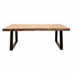 Τραπέζι σαλονιού Miles pakoworld μασίφ ξύλο χρώμα καρυδί πόδι μέταλλο μαύρο 115x72x41εκ c340387
