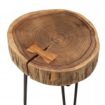 Βοηθητικό τραπέζι σαλονιού Tripp pakoworld μασίφ ξύλο χρώμα καρυδί πόδι μέταλλο μαύρο 32x30x47εκ c340389