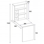 Γραφείο τοίχου ανοιγόμενο Ravin pakoworld λευκό 63x90x154εκ c341868