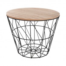 Βοηθητικό τραπέζι σαλονιού Jacot pakoworld oak μαύρο Φ38x30 5εκ c345063