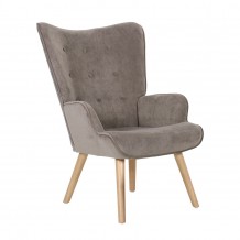 ALMA Πολυθρόνα Μπερζέρα Σαλονιού Καθιστικού Φυσικό Ύφασμα Velure Ανοιχτό Καφέ c347150