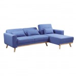 BACKER Καναπές Κρεβάτι Σαλονιού Καθιστικού 253x152x70 cm Γωνία Αναστρέψιμη Ύφασμα Μπλε c347231