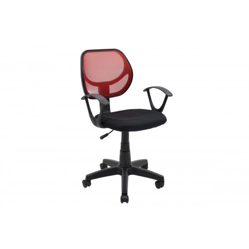 Πολυθρόνα γραφείου εργασίας Sara ύφασμα mesh χρώμα μαύρο κόκκινο c35080