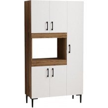 Ντουλάπα κουζίνας Defne pakoworld χρώμα λευκό καρυδί 89x37 5x160εκ c351837