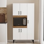 Ντουλάπα κουζίνας Defne pakoworld χρώμα λευκό καρυδί 89x37 5x160εκ c351837