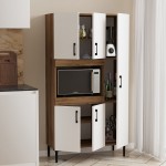 Ντουλάπα κουζίνας Defne pakoworld χρώμα λευκό καρυδί 89x37 5x160εκ c351837