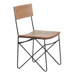 Καρέκλα από μέταλλο και μασίφ ξύλο ακακίας c35304