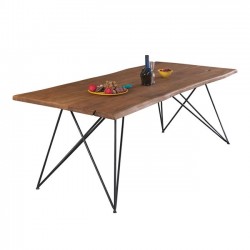 Τραπέζι από μέταλλο και μασίφ ξύλο ακακίας c35305