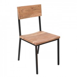 Καρέκλα από μέταλλο και μασίφ ξύλο ακακίας c35746