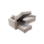 Γωνιακός καναπές κρεβάτι αναστρέψιμος Lura pakoworld μπεζ καφέ 255x162x75 90εκ c364297