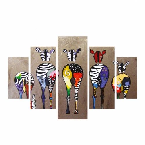 ΠΙΝΑΚΑΣ ΠΕΝΤΑΠΤΥΧΟ MDF COLORFUL ZEBRAS 92Χ56 HM7207 03 c367334