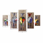 ΠΙΝΑΚΑΣ ΠΕΝΤΑΠΤΥΧΟ MDF COLORFUL ZEBRAS 92Χ56 HM7207 03 c367334