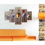 ΠΙΝΑΚΑΣ ΠΕΝΤΑΠΤΥΧΟ MDF COLORFUL ZEBRAS 92Χ56 HM7207 03 c367334