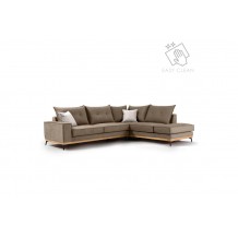 Γωνιακός καναπές αριστερή γωνία Luxury II pakoworld ύφασμα mocha cream 290x235x95εκ c367404