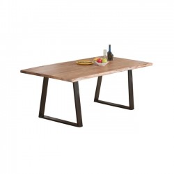 Τραπέζι slim μεταλλικό μαύρο και ξύλο ακακίας φυσικό c36989