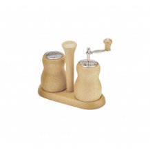 Σετ βάση με μύλο πιπεριού αλατιέρα ξύλο φυσικό ύψος 100mm Bisetti Italy c373392