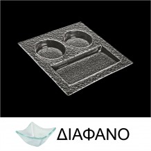 Πιατέλα τετράγωνη με 3 εσοχές από χυτό γυαλί 4mm 30x30cm διαφανές ΣΕΤ 12 ΤΕΜΑΧΙΩΝ c373508