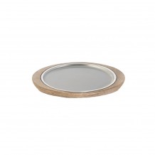 Πιατέλα ξύλινη οβάλ 28x32cm με Inox πιατέλα 18 10 και πυρίμαχη πλάκα σειρά Celcius της Abert c374149