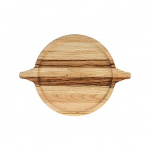 Ξύλινο Πιάτο Στρογγυλό από Καστανιά με Λούκι και Λαβές Φ24cm c374318