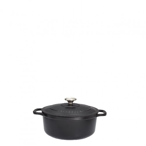 Πυράντοχη κατσαρόλα Cast Iron μαντέμι φ28xΥ18cm 6 1Lt μαύρη ματ με καπάκι Matfer c375680