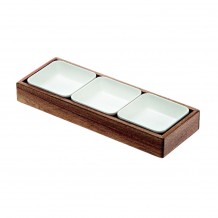 Ξύλινος δίσκος με 3 μπωλάκια μελαμίνης 31 5x11 5x4cm Leone c375685