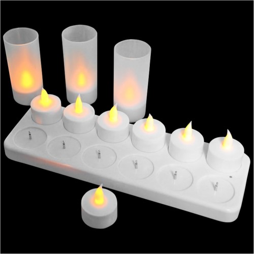 ΣΕΤ 12 Επαναφορτιζόμενα ηλεκτρικά κεριά με βάση φόρτισης και θήκες Φ3 9x4 8 cm c375962
