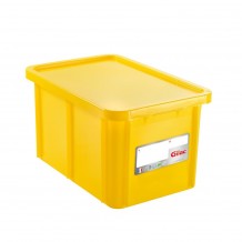 Δοχείο αποθήκευσης HACCP 55Lt 60x40x33cm με καπάκι 40 90 C κίτρινο Gilac c376130