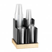 Πλαστική θήκη 4Θ με ξύλινη βάση 23x23x25cm μαύρη c376383