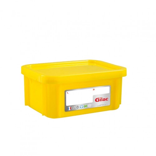 Δοχείο αποθήκευσης HACCP 12Lt 40x30x18cm με καπάκι 40 90 C κίτρινο Gilac c376583