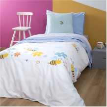 Σετ Παιδική Παπλωματοθήκη 160x240cm amp Μαξιλαροθήκη 50x70cm 100 Βαμβακι 200 κλωστές Μέλισσα c376837
