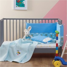 Βρεφική Πάντα Κρεβατιού 40x200cm 100 Βαμβάκι Μέλισσα Γαλάζιο c376857