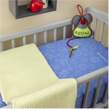 Σετ Βρεφικά Σεντόνια Λίκνου 70x110cm 100 βαμβάκι 200 κλωστές Μπάμπουρας Γαλάζιο c376861