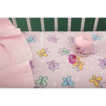 Σετ Βρεφικά Σεντόνια Λίκνου 70x110cm 100 βαμβάκι 200 κλωστές Πεταλούδα c376862