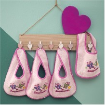 Σετ 4 τμχ Σαλιάρες Βρεφικές Πεταλούδα 20x29cm Ροζ c376908