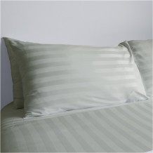 Σετ 2 μαξιλαροθήκες 52x72 15 cm 100 βαμβακοσατέν ριγέ 200 κλωστές μερσεριζέ siliconized λαδί c377088