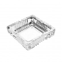 Γυάλινo Σταχτοδοχείο τετράγωνο σκαλιστό μεγάλο 15x15x3 5cm c377664