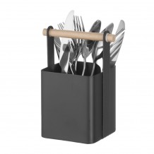 Μεταλλική βάση οργάνωσης τραπεζιού 14x10 5x19cm ξύλινη λαβή με μαύρο ματ σκελετό c378005