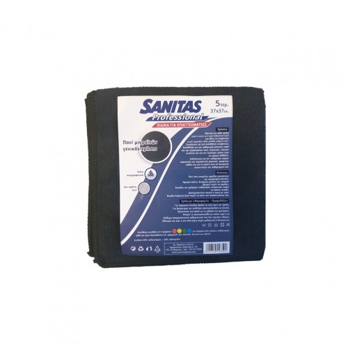 Πακέτο 5 τμχ 37x37cm πανιά Μικροινών microfiber μαύρο SANITAS PRO c378597