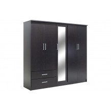 Ντουλάπα ρούχων πεντάφυλλη OLYMPUS με συρτάρια και καθρέπτη χρώμα wenge c38121