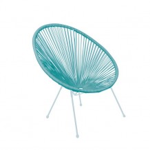 Πολυθρόνα μέταλλο άσπρο rattan μπλε c38328 Πολυθρόνα μέταλλο άσπρο rattan μπλε c38328