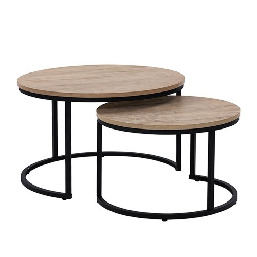 MINO COFFEE TABLE SONOMA DECAPE ΜΑΥΡΟ D74 ΣΕΤ 2 ΤΕΜΑΧΙΩΝ 59xΗ47 38 5cm c387572