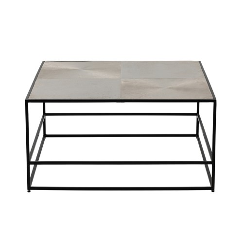 HADSTON COFFEE TABLE ΑΣΗΜΙ ΜΑΥΡΟ 80x80xH40cm c387752