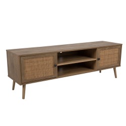 AMMOS TV STAND 2ΠΟΡΤΕΣ ΦΥΣΙΚΟ ΜΕ RATTAN 150x39xH49cm c387858