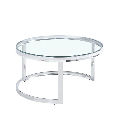 LOUXOR COFFEE TABLE ΑΣΗΜΙ ΔΙΑΦΑΝΟ D80xH43 c387887