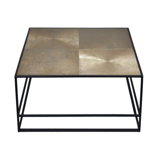 HADSTON COFFEE TABLE ΧΡΥΣΟ ΜΑΥΡΟ 80x80xH40cm c387928