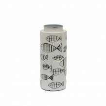 POISSON 28 ΒΑΖΟ ΜΕΤΑΛΛΟ ΛΕΥΚΟ ΜΑΥΡΟ Δ15xΥ28cm c390457