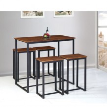 HENRY set bar Τραπέζι 100x60cm και 4 σκαμπώ μέταλλο σκούρο καφέ καρυδί c39809 HENRY set bar Τραπέζι 100x60cm και 4 σκαμπώ μέταλλο σκούρο καφέ καρυδί c39809