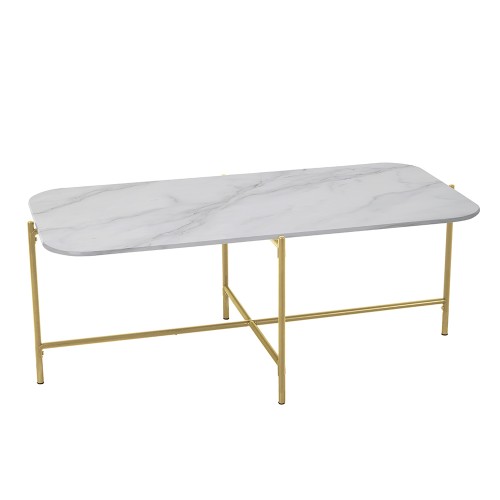 GLAM COFFEE TABLE ΛΕΥΚΟ ΜΕ ΟΨΗ ΜΑΡΜΑΡΟΥ ΧΡΥΣΟ 113x58xH43cm c399741