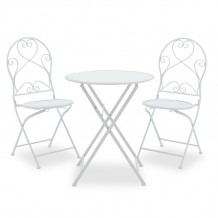 Τραπεζαρία κήπου Walen pakoworld σετ 3τεμ μέταλλο λευκό c400405